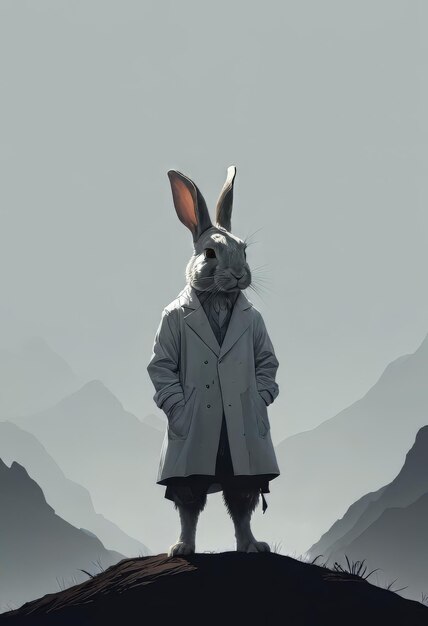 Rabbit illustration wearing formal clothes