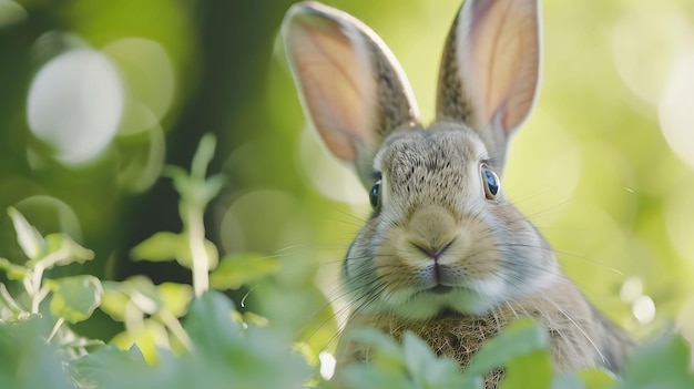 Кролик с удивлением смотрит из угла изображения.