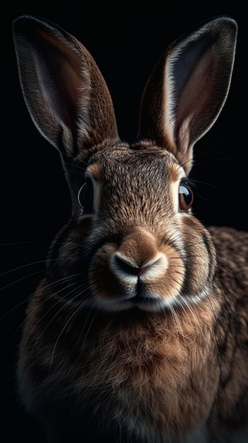 A rabbit is shown in a portrait.