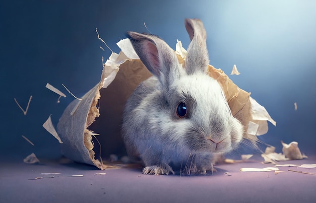 A rabbit is wrapped in a paper.