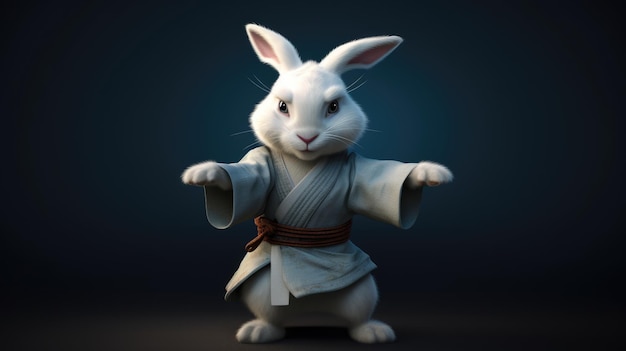 A rabbit in a kimono with the title'the white rabbit '