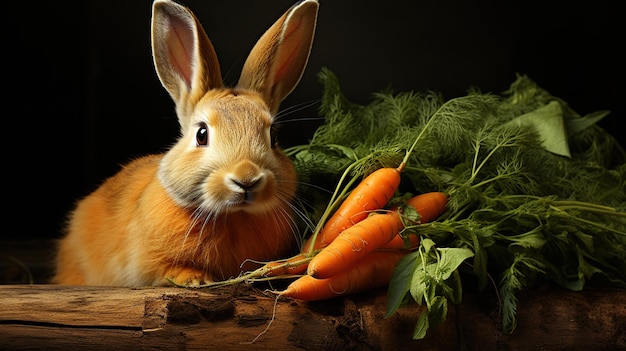 写真 ウサギはキャロットのような食べ物を食べる