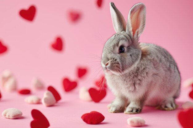 Rabbit on love background