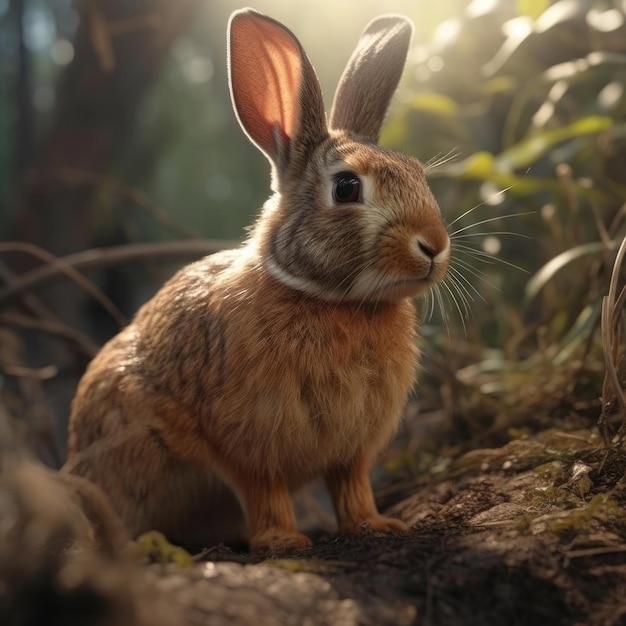 Rabbit in natural habitat generative AI