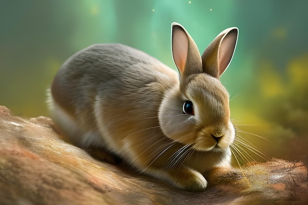 Rabbit on Nature Background