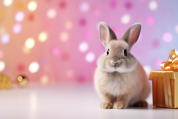 A rabbit on a pastel background