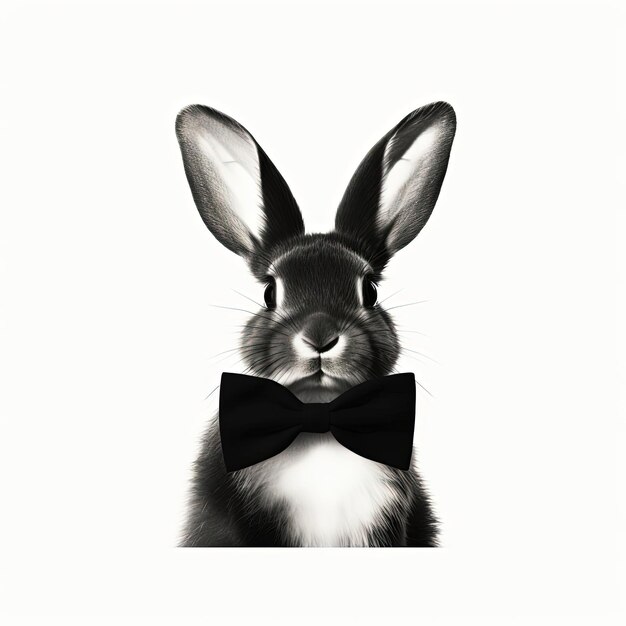 a rabbit silhouette with a bow tie and bowtie is on a white background in the style of personal