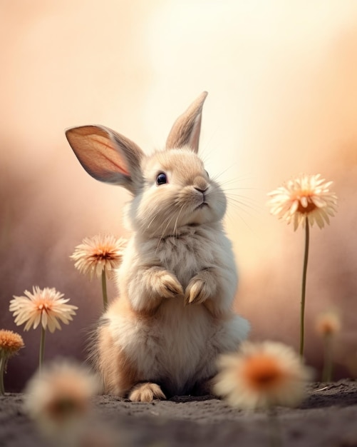 Foto un coniglio seduto su una sporgenza