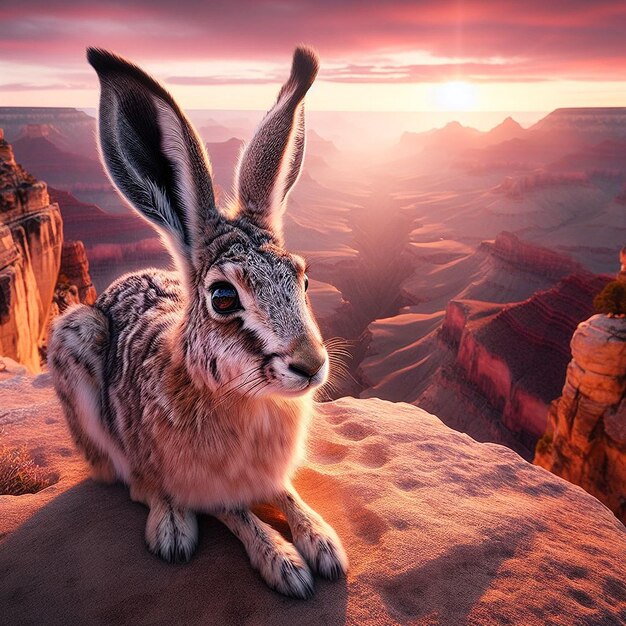 Photo a rabbit sitting on a rock