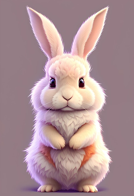 A rabbit standing on a pink background