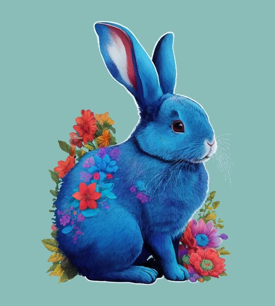 토끼 스티커 터 템플릿 티셔츠 디자인 스크북 카드 포스터를 위한 토끼 동물 캐릭터