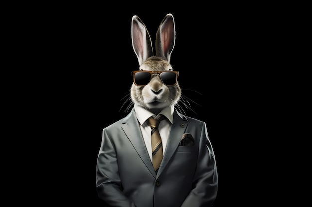 A rabbit in a suit with sunglasses