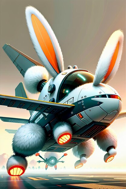 Rabbit Technology Army Air Vehicle Rabbit Soldier Flying Aircraft Science Fiction Helicopter