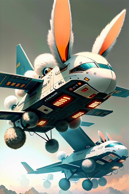 Rabbit Technology Army Air Vehicle Rabbit Soldier Flying Aircraft Science Fiction Helicopter