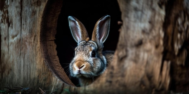 Rabbit through keyhole close up