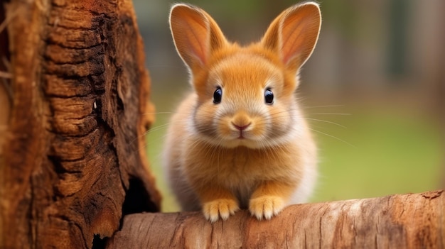 A rabbit on a tree branch