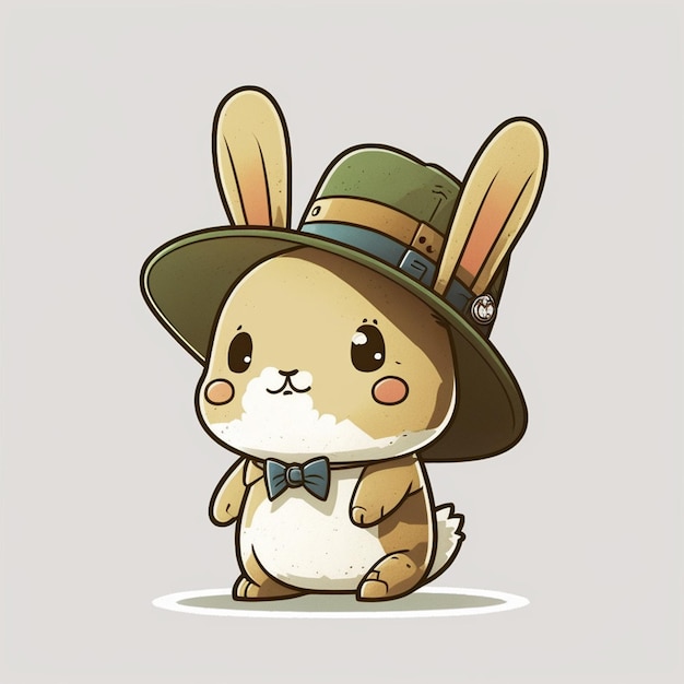 Photo rabbit wearing a hat vector illustration