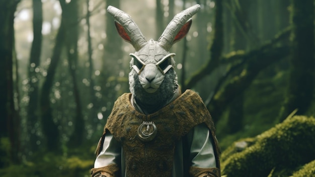 Кролик в маске с буквой g на ней