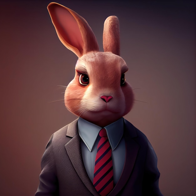 A rabbit wearing a suit and a shirt