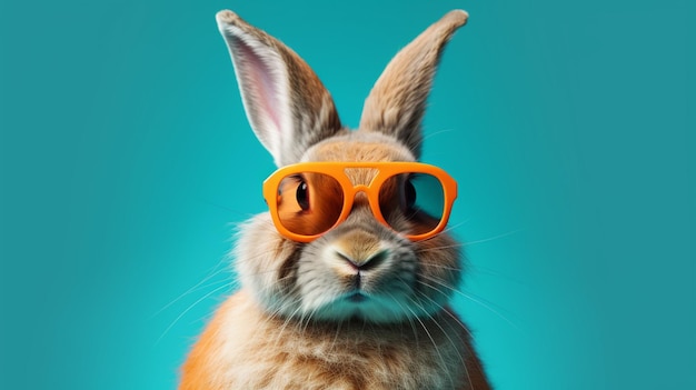 A rabbit wearing sunglasses and a colorful backgroundgenerative ai