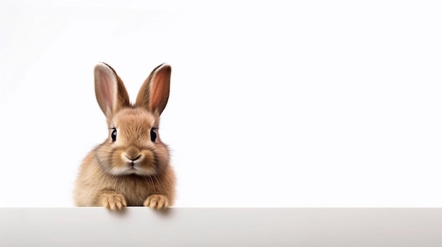 A rabbit on a white background with a white banner that says'rabbit '