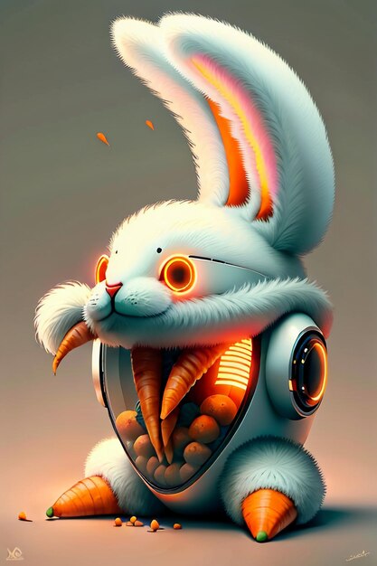 The rabbit who is placed in the cup loves carrots creative mini rabbit design wallpaper background