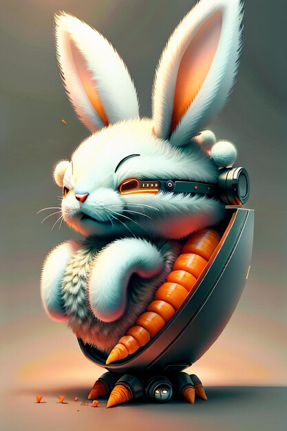 Foto il coniglio che è posto nella tazza ama le carote sfondo creativo per il design del mini coniglio