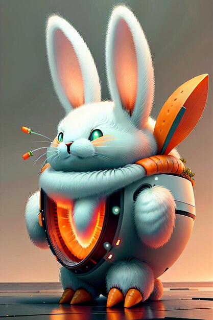 The rabbit who is placed in the cup loves carrots creative mini rabbit design wallpaper background