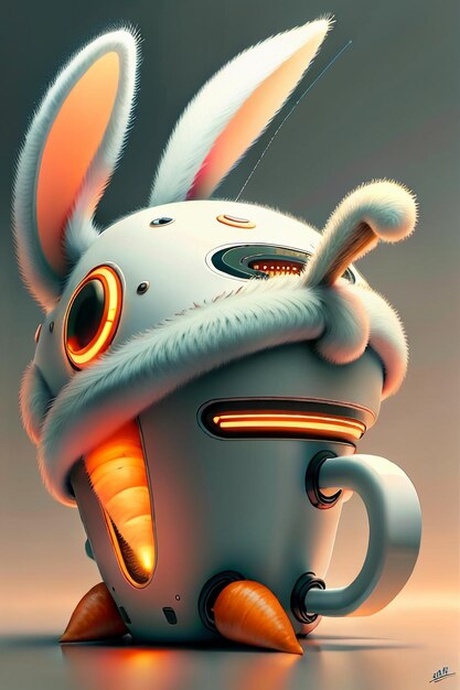 Кролик, который помещен в чашку, любит морковь, креативный мини-кролик, дизайн обоев, фон