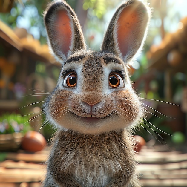 Photo a rabbit with a big smile on its face