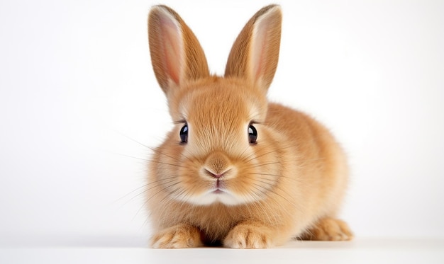 Photo a rabbit with a brown face and a black eye and a white background