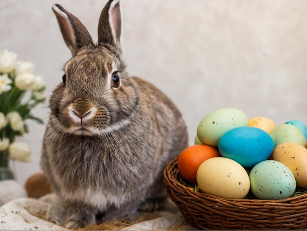 rabbit with easter eggs