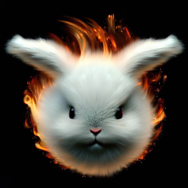 Foto un coniglio con il fuoco in faccia