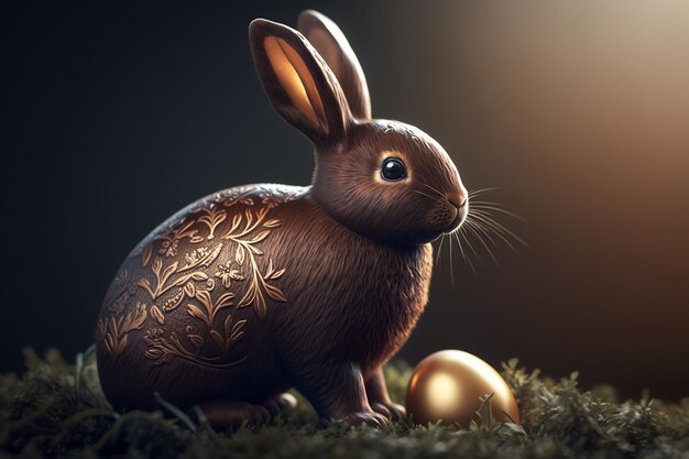 Photo a rabbit with a golden egg on it