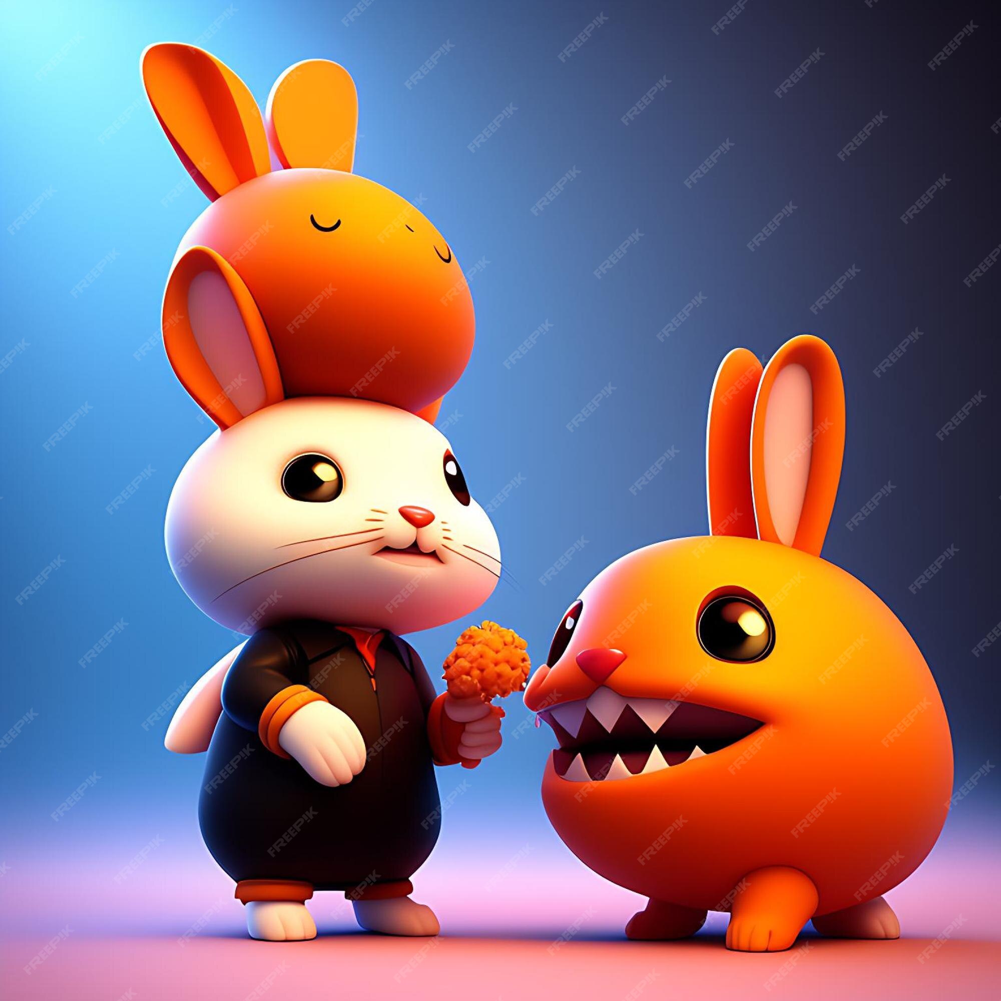 Premium AI Image | A rabbit with a hat on is standing next to another