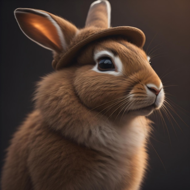 Foto un coniglio con un cappello con su scritto 