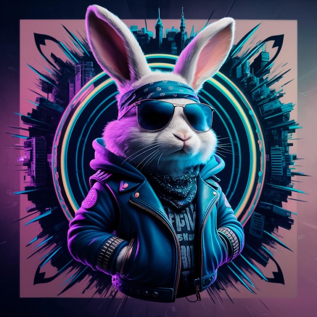 Photo a rabbit with a jacket that says bunny on it