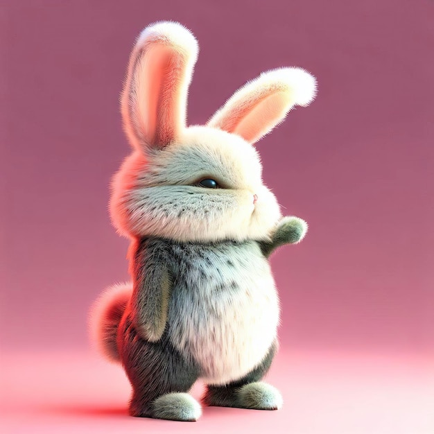 A rabbit with a pink background