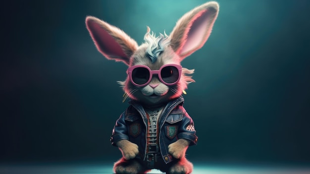 A rabbit with a star on his jacket