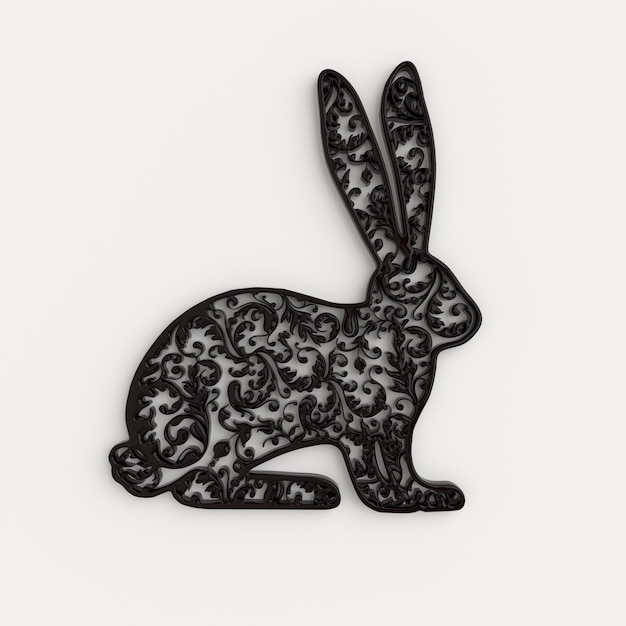 Rabbit zodiac sign on white background ornate black rabbit