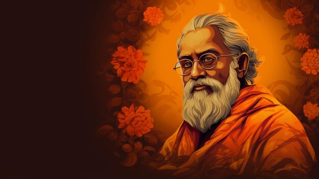 Photo rabindra jayanti tagore birthday wishes picture ai generated art