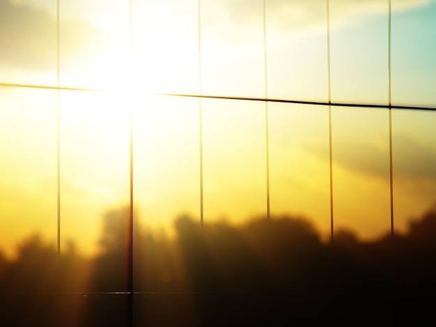 Rabitz fence at sunset time bokeh background