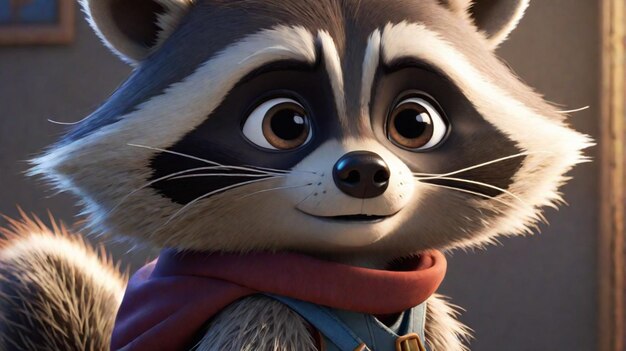 Photo a raccoon cartoon character