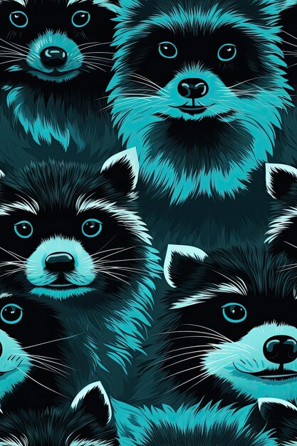 Raccoon faces seamless tiles