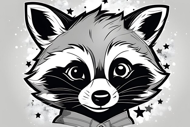 Raccoon Kleurblad Afdrukbare kwaliteit Zwart-wit Poster kwaliteit