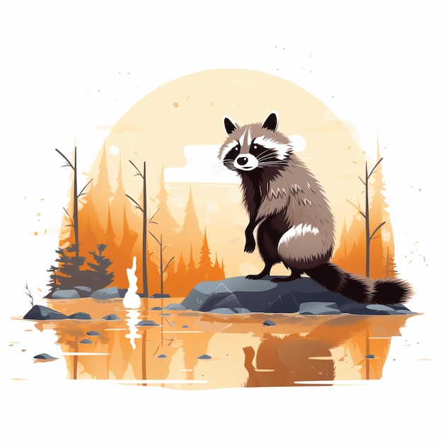 A raccoon looking for food