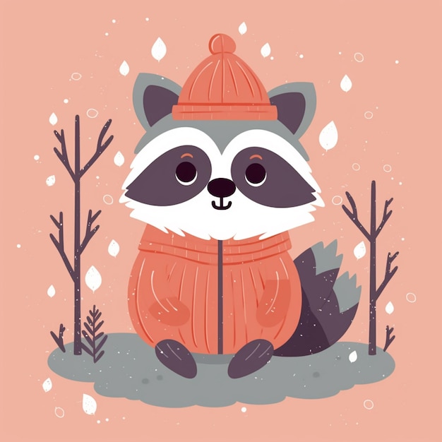 Raccoon in a red coat