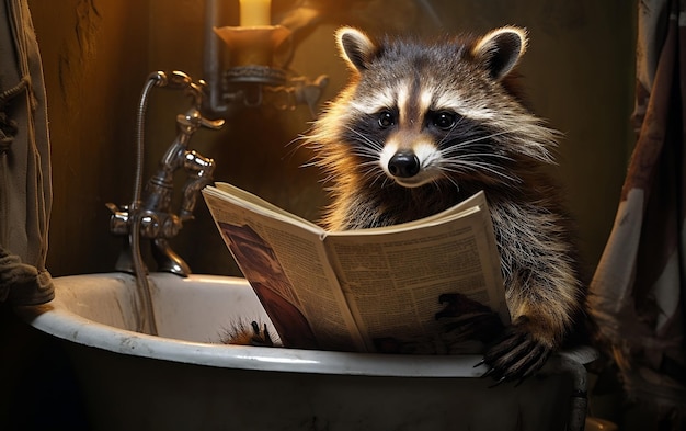 Raccoon Resting atop Toilet Generative AI