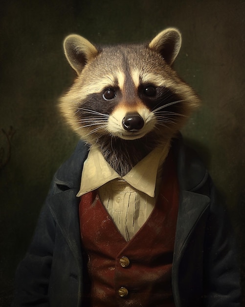 Raccoon in a suit cool illustration