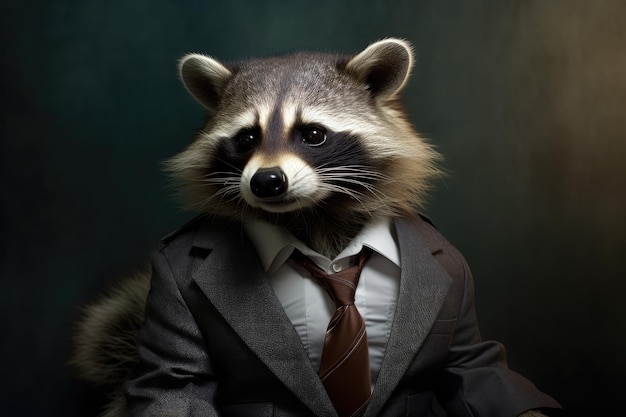 a raccoon in a suit